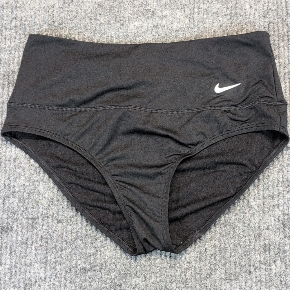 Nike Women's High-Waisted Black Swim Bottom Bikini Briefs M